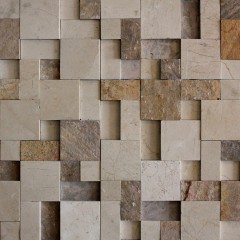 Mix Beige Marble + Marmo Pink Flamed Square 3D